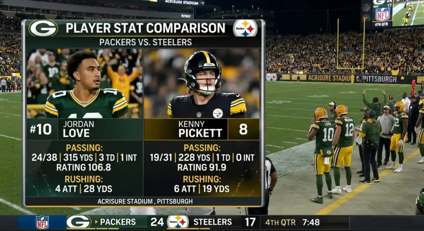 Green Bay Packers vs Pittsburgh Steelers Match Player Stats