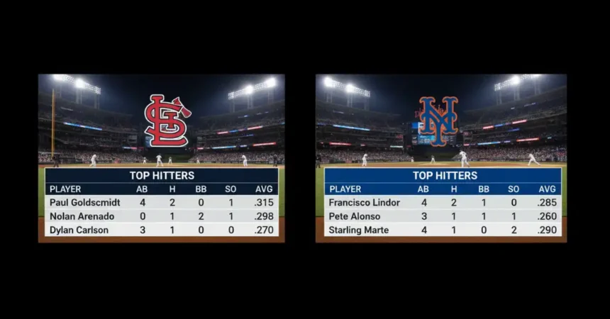 St. Louis Cardinals vs Mets Match Player Stats
