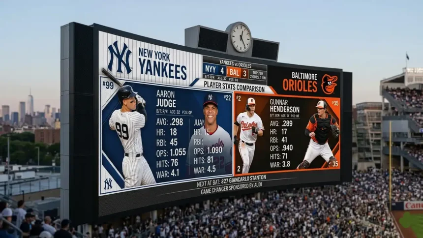 The New York Yankees vs Baltimore Orioles Match Player Stats
