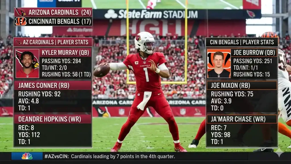 arizona cardinals vs bengals match player stats
