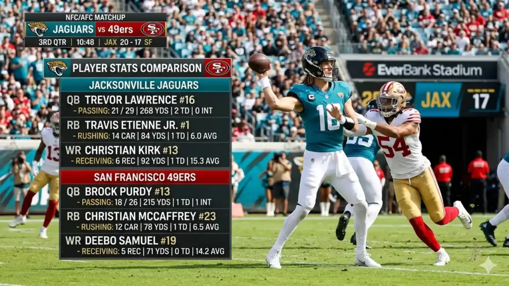 jacksonville jaguars vs 49ers match player stats