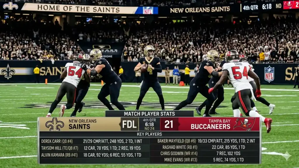 new orleans saints vs tampa bay buccaneers match player stats