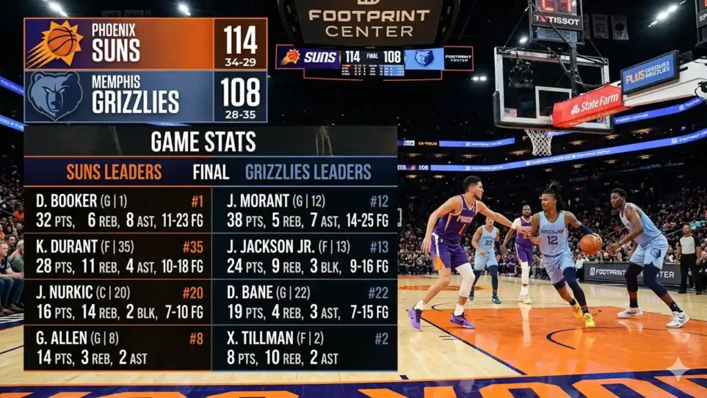 phoenix suns vs memphis grizzlies match player stats