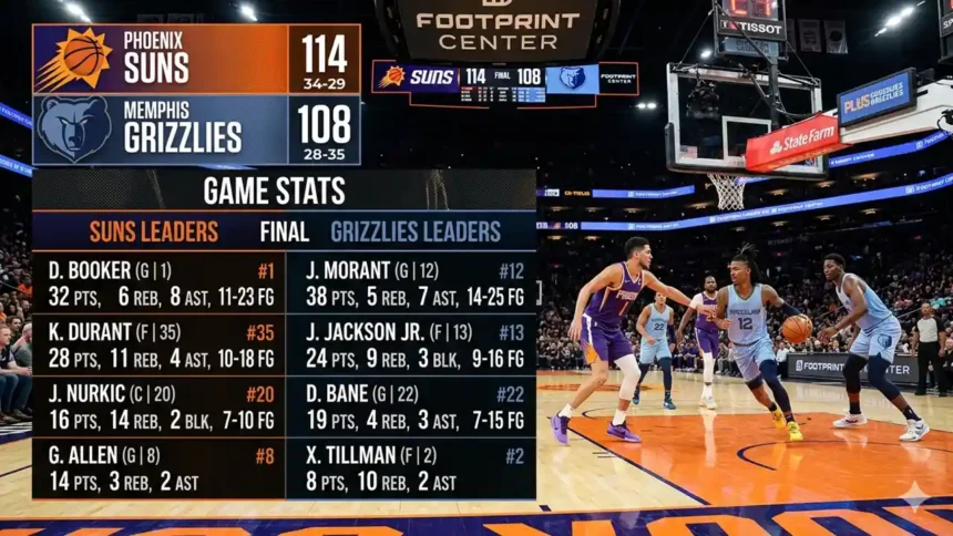 phoenix suns vs memphis grizzlies match player stats