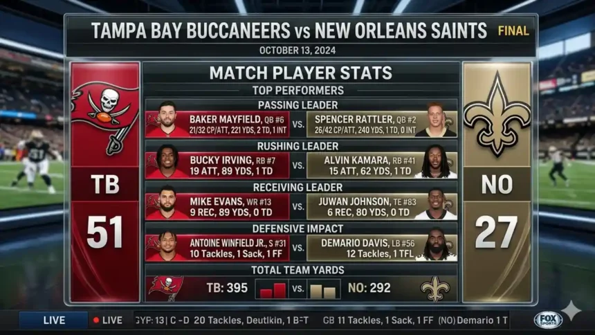 tampa bay buccaneers vs new orleans saints match player stats