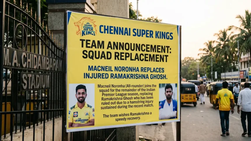 Chennai Super Kings Sign Macneil Noronha Replacing Injured Ramakrishna Ghosh
