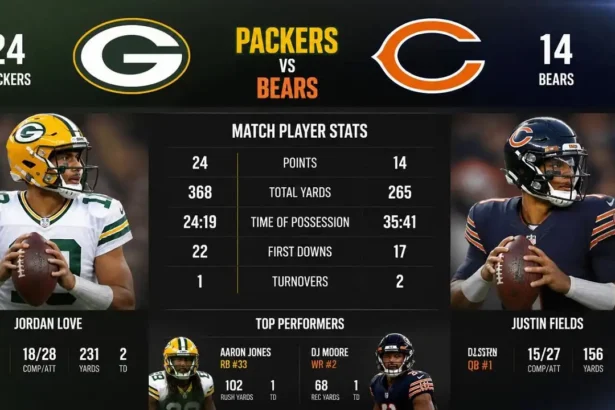 Green Bay Packers vs Chicago Bears Match Player Stats Stun