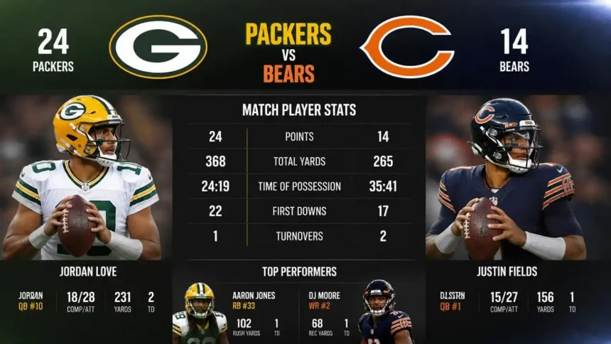 Green Bay Packers vs Chicago Bears Match Player Stats Stun