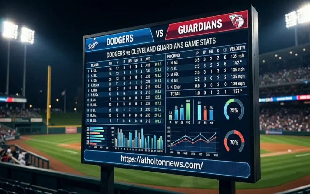 dodgers vs cleveland guardians match player stats