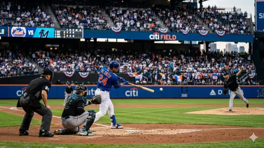 mets vs miami marlins match player stats
