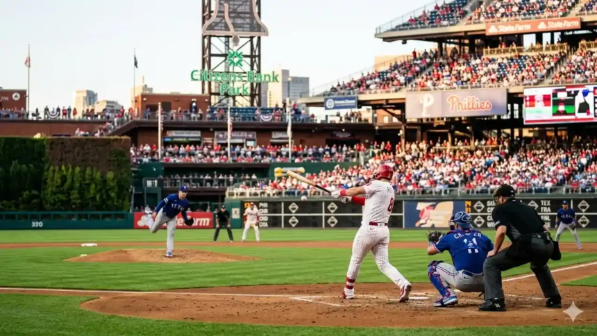 phillies vs texas rangers match player stats