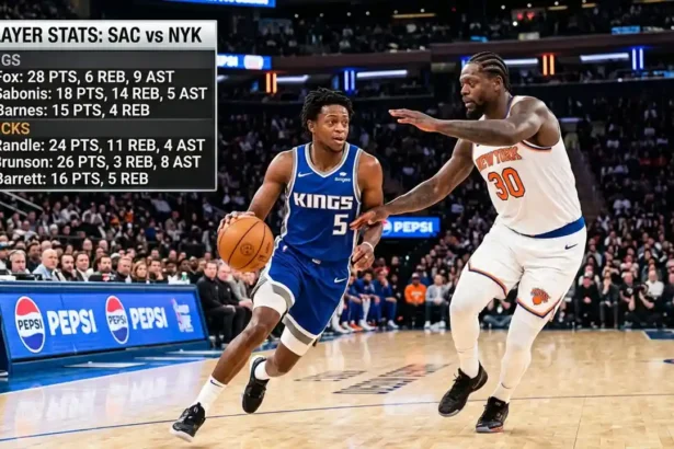 sacramento kings vs knicks match player stats