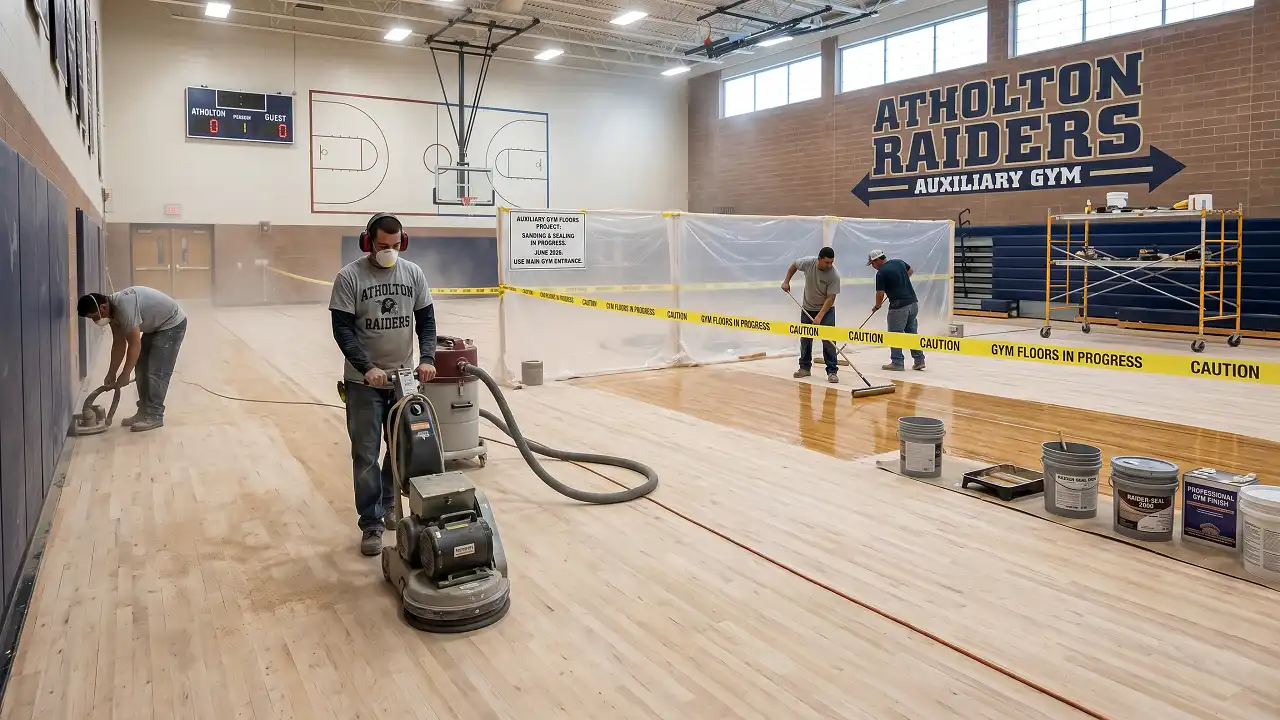 Aux Gym Floors being done