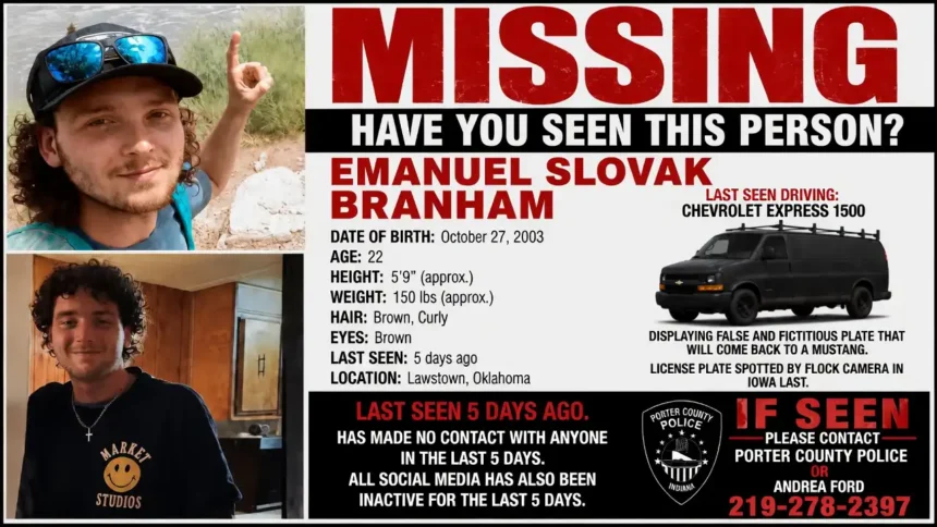 50-State Alert Issued for Missing Indiana Man Emanuel Slovak Branham, Last Seen in Oklahoma